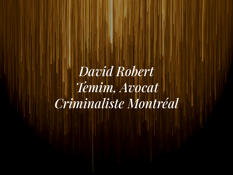David Robert Temim, Avocat Criminaliste Montréal