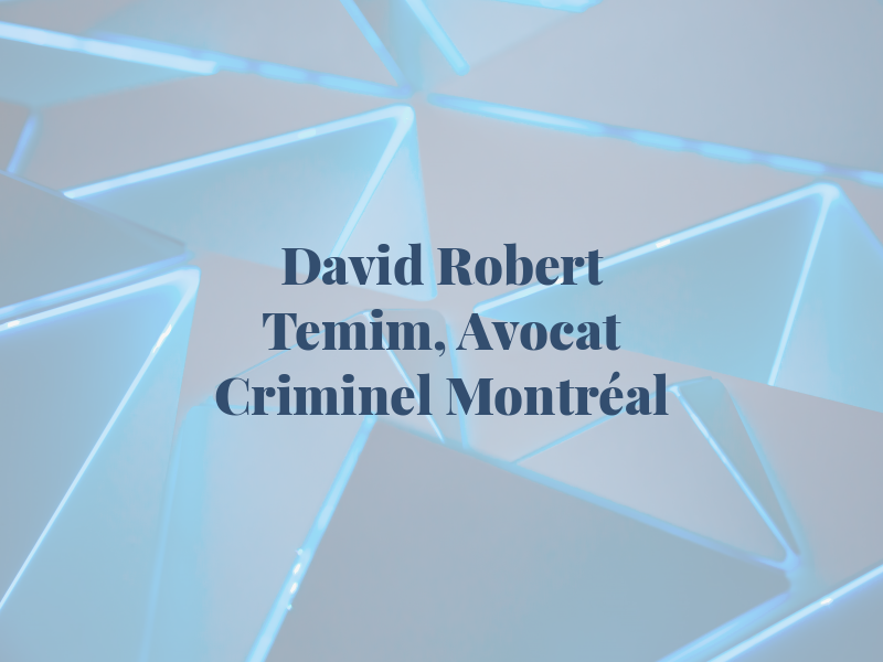 David Robert Temim, Avocat Criminel Montréal
