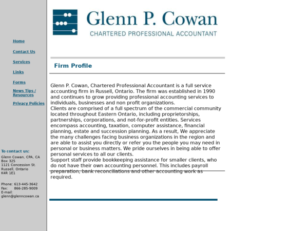 Glenn P Cowan, Chartered Professional Accountant